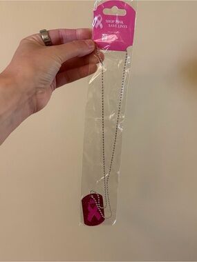 Breast Cancer Awareness dog tag necklace